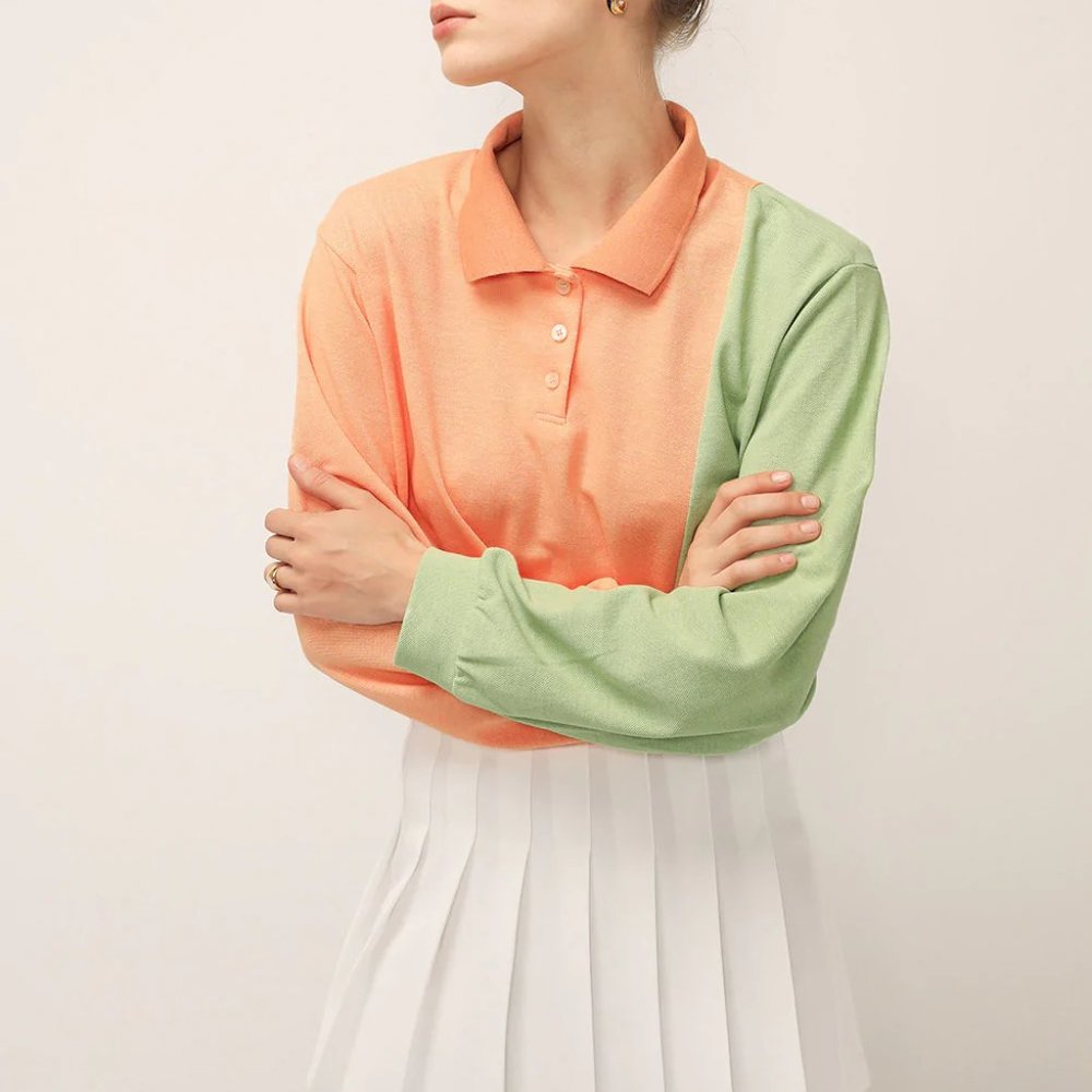 Storets Hazel Color Block Crop Shirt